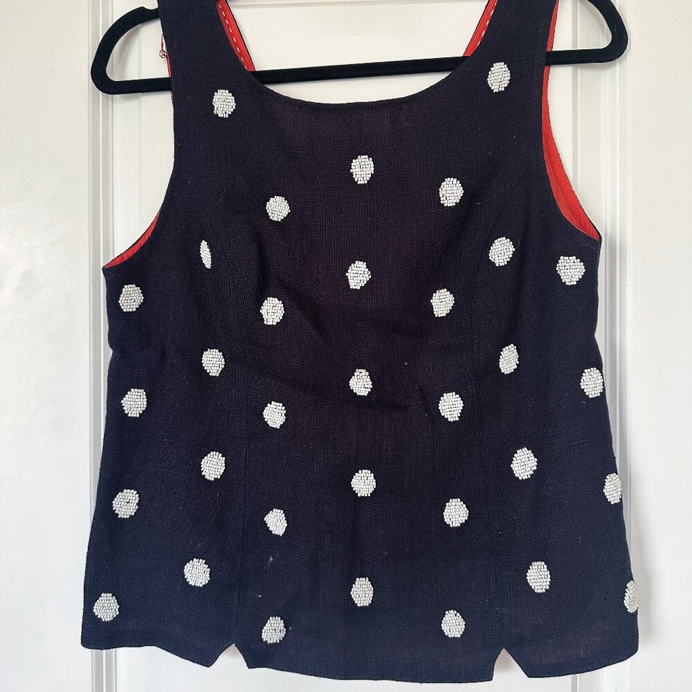Anthropologie ‘Odille’ Beaded Polka Dot Top - Women’s 8 / Women’s S/M